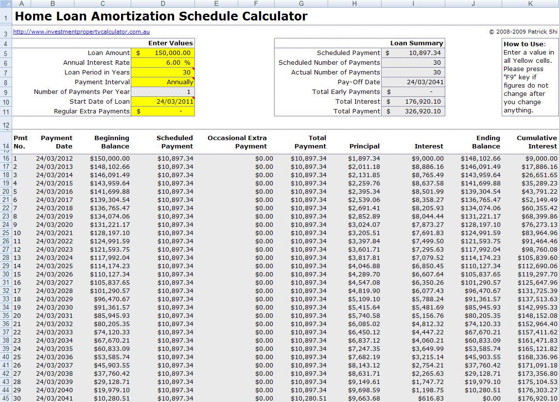 amortization calculator for a mortgage